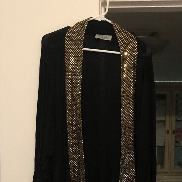 R. Marks New York 3X jacket, black with gold sparkling full length lapels. - Picture 1 of 14